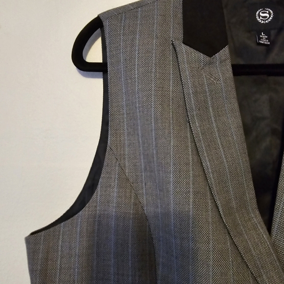 S Business Casual Vest Grey Black Blue 3 Buttons Pockets Minimalist Size Large - Picture 9 of 16